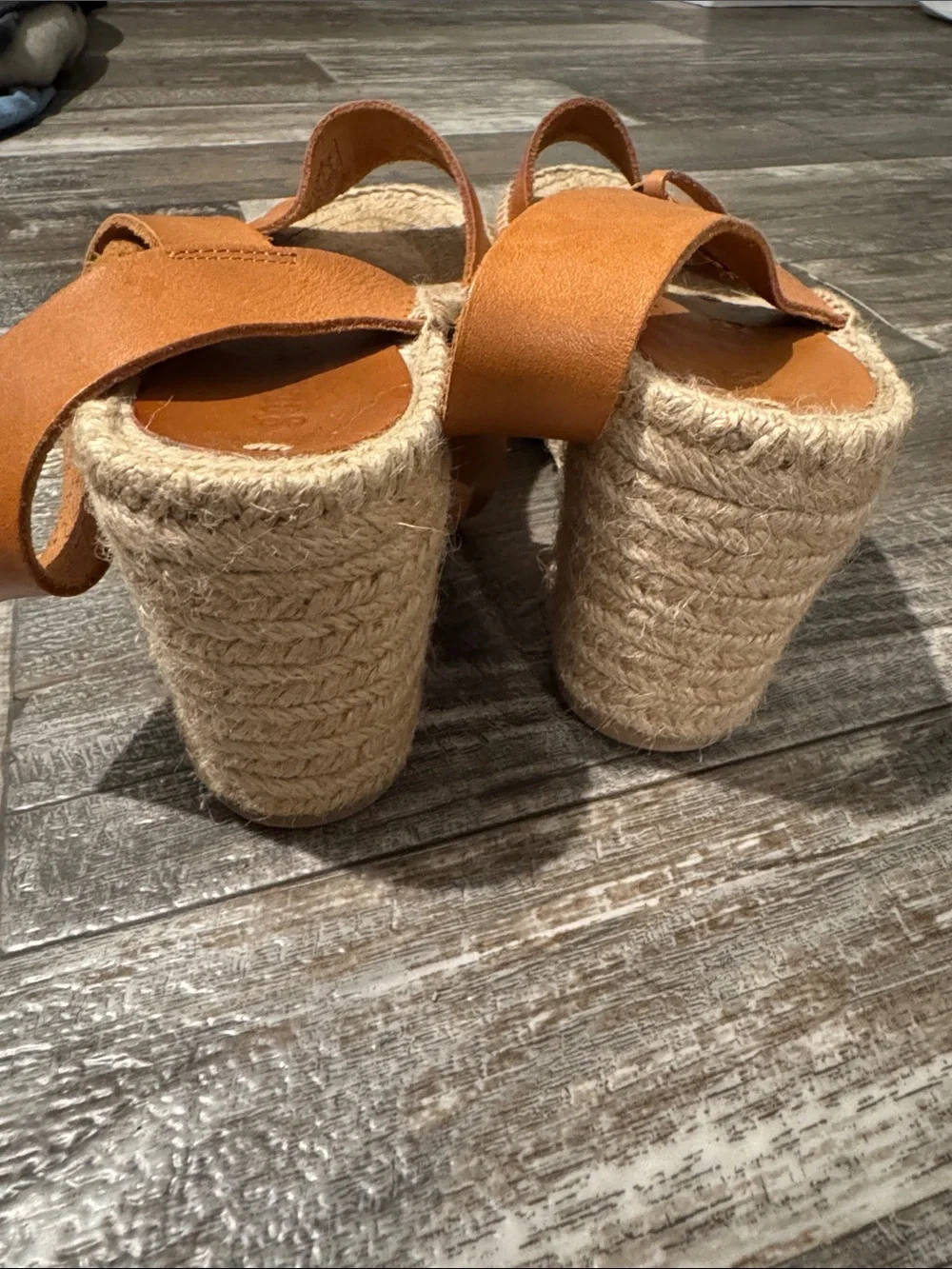Women's Tan Leather Espadrille Sandals